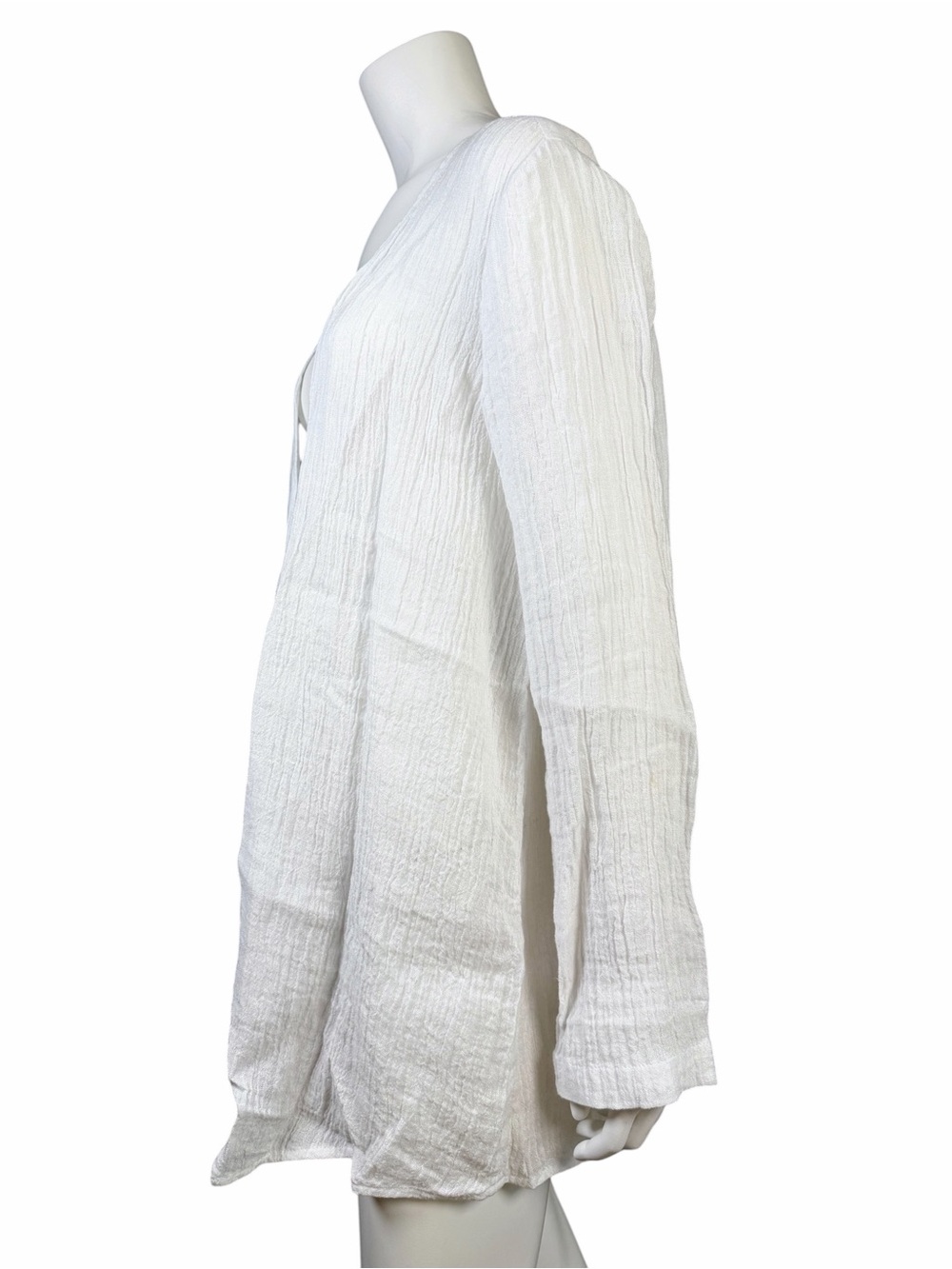 Pure Jill White Linen Open Front Beach Cover Up Cardigan M - Picture 6 of 12